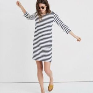 Madewell Navy and Cream Striped Mini Dress